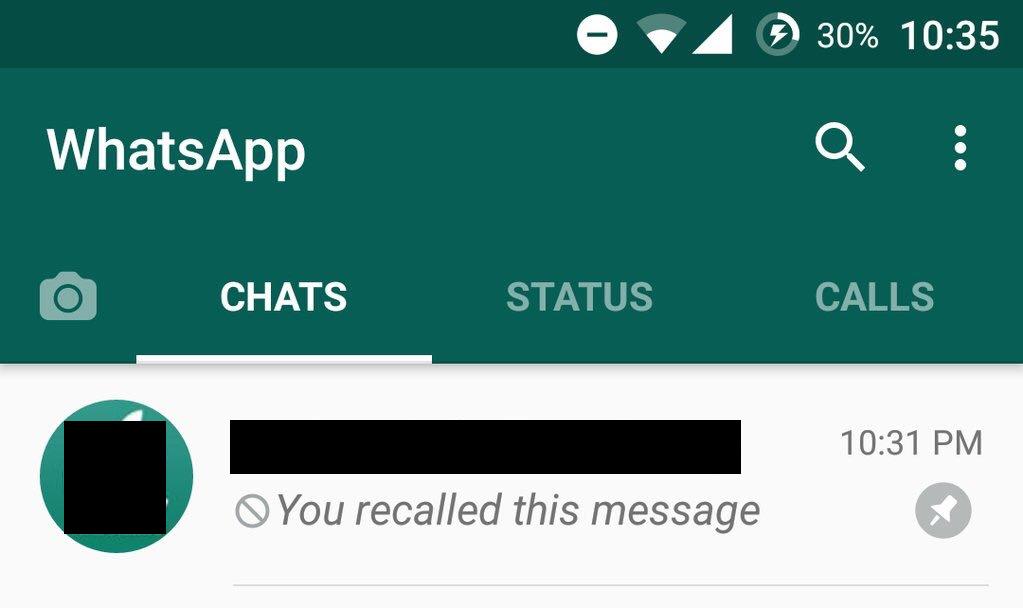 WhatsApp Recall Message